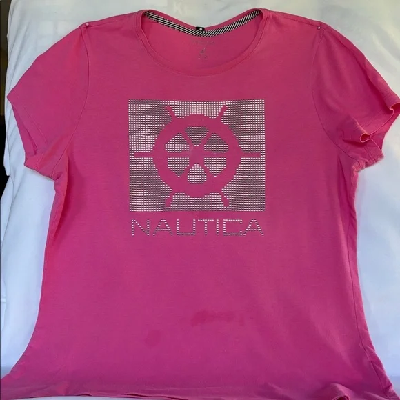 PRE-LOVED NAUTICA WOMEN’s PINK SHORT SLEEVE TEE- SIZE LARGE - Picture 4 of 12